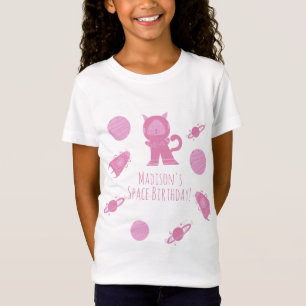 Space Katze Pinke Galaxie Geburtstag   T-Shirt