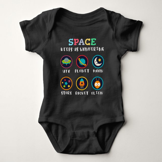 Space keeps us wondering baby strampler (Vorderseite)