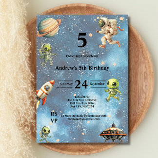 Space Kids Außerirdischen Astronaut Planets Boys G Einladung