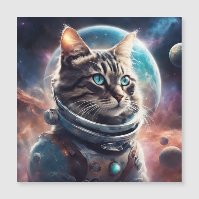 Space Kitty Magnetkarte (Vorderseite)