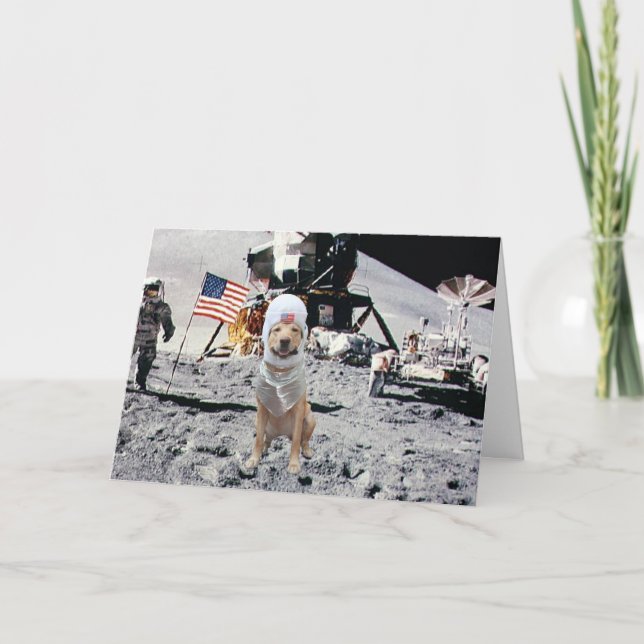 Space Labrador Birthday Karte (Vorderseite)