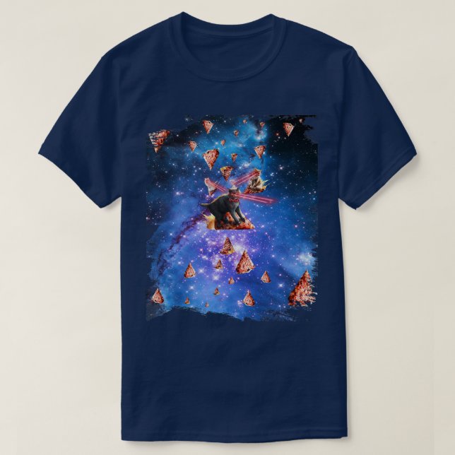 Space Laser Eye Cat Riding Pizza, Galay Cats 1571  T-Shirt (Design vorne)