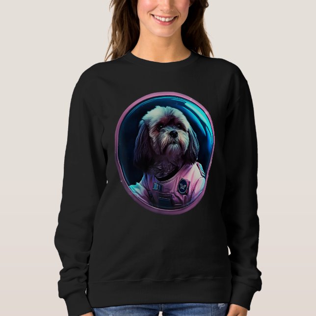 Space Lhasa Apso Dog Mom Dad Lhasa Apso Sweatshirt (Vorderseite)