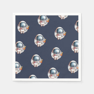 Space Man Rocket Ship Moon Birthday Serviette
