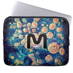 Space Mimosa Golden Nebel Blossom & Monogram Laptopschutzhülle