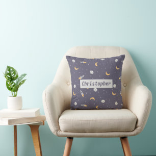 Space Moon Rocket Planet Stars Kissen