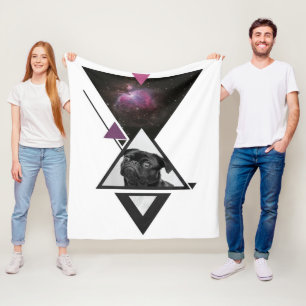 Space Mops Black Mops Dog Gift Idee für Mops Lie Fleecedecke