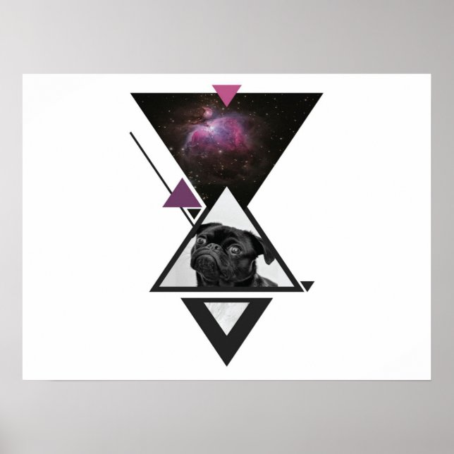 Space Mops | Black Mops Dog Gift Idee für Mops Lie Poster (Vorne)