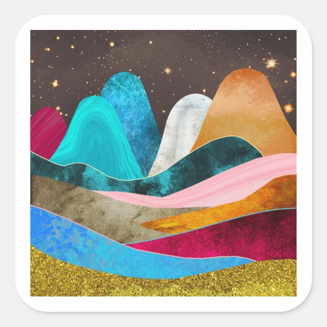Space Mountains Quadratischer Aufkleber (Vorderseite)