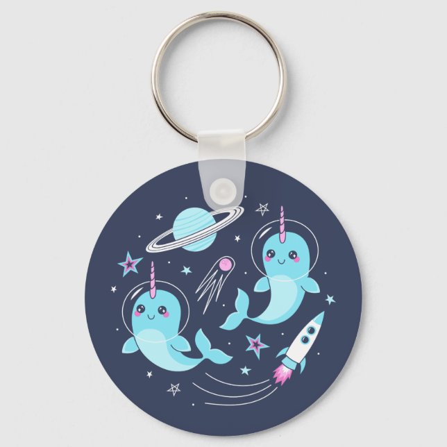 Space Narwhals Schlüsselanhänger (Vorderseite)