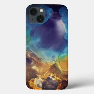 Space Nebel blau gelb Alkoholtupfer Kunst Case-Mate iPhone Hülle