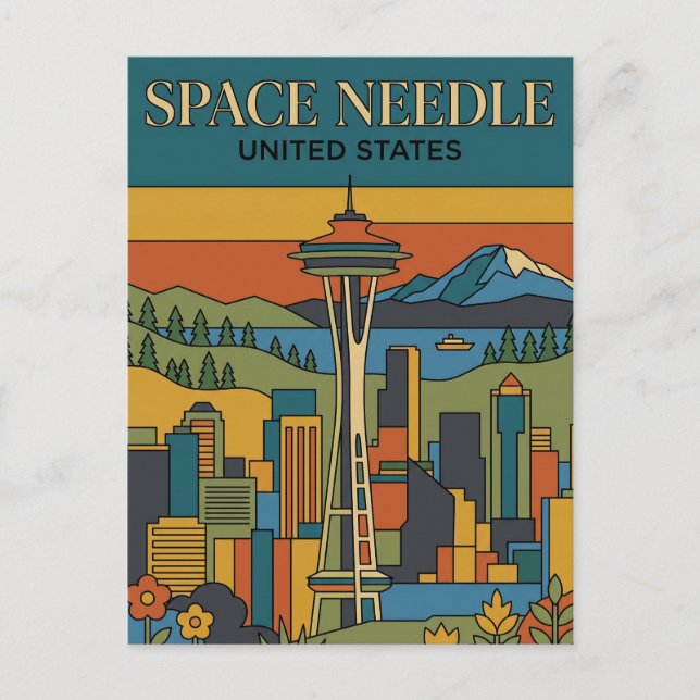Space Needle Washington Postkarte (Vorderseite)