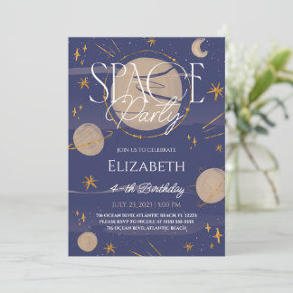 Space Night Sky Galaxy Invitation d'anniversaire