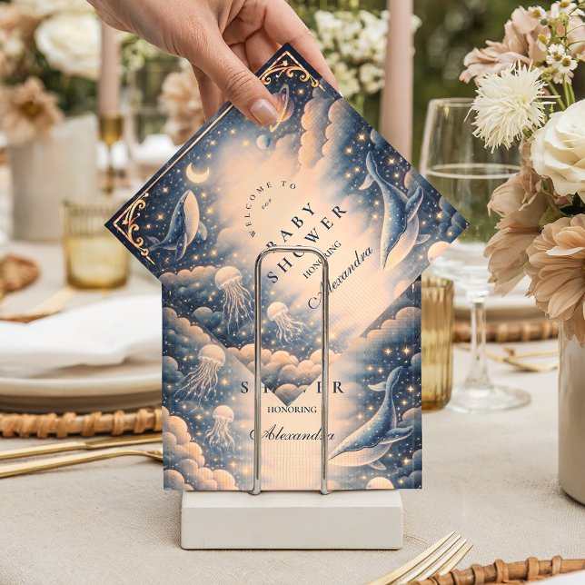 Space Ocean Whales Baby Shower Serviette (Von Creator hochgeladen)