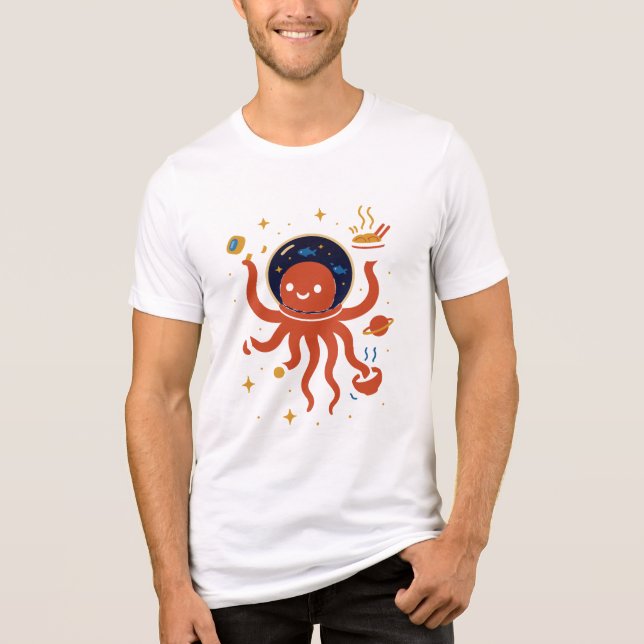 Space Octopus Koch - Kosmische Küche T-Shirt Tri-Blend Shirt (Vorderseite)