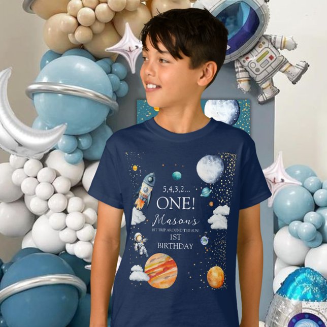 Space ONE 1st Birthday Rocket Kids T-Shirt (Von Creator hochgeladen)