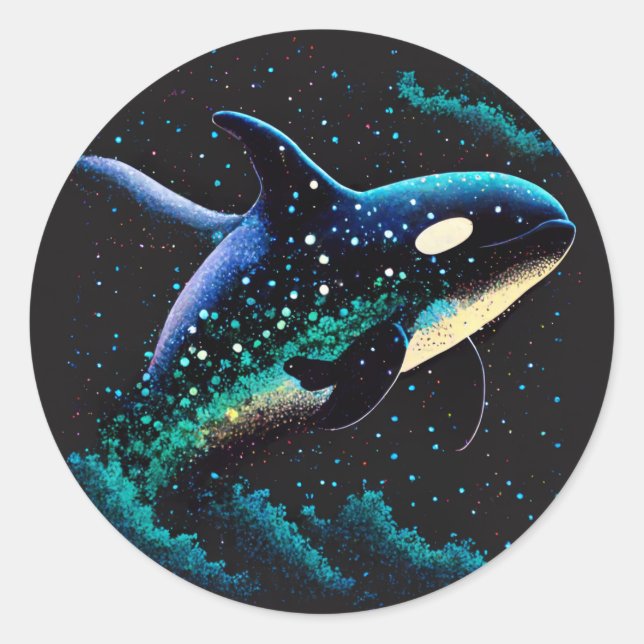 Space Orca Runder Aufkleber (Vorderseite)