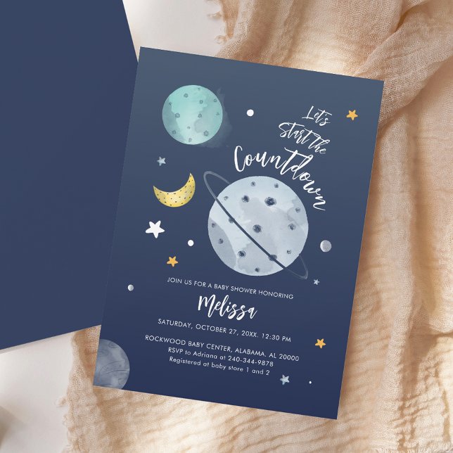 Space Outer Boy Baby Duschkabine Moon Stars Einladung (Space Outer Boy Baby Shower Moon Stars Invitation)