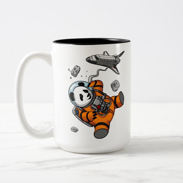 Space Panda Bear Astronaut Galaxy Kosmische Tier Zweifarbige Tasse (Links)