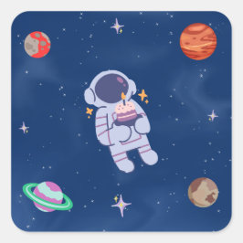 Space Party Collection Quadratischer Aufkleber