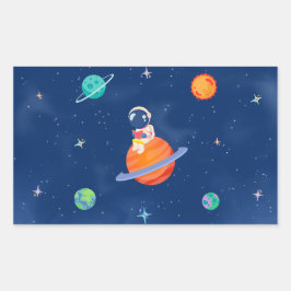 Space Party Collection Rechteckiger Aufkleber
