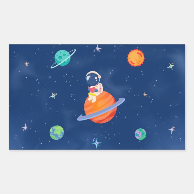 Space Party Collection Rechteckiger Aufkleber (Vorderseite)