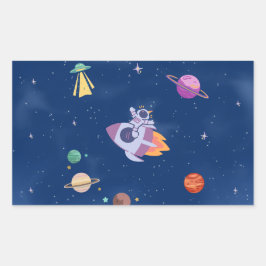 Space Party Collection Rechteckiger Aufkleber
