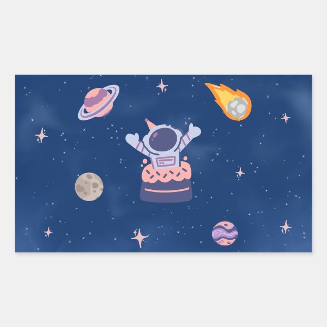 Space Party Collection Rechteckiger Aufkleber (Vorderseite)