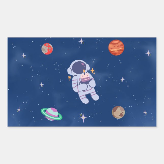 Space Party Collection Rechteckiger Aufkleber (Vorderseite)