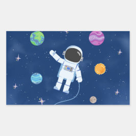 Space Party Collection Rechteckiger Aufkleber
