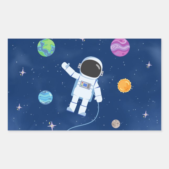 Space Party Collection Rechteckiger Aufkleber (Vorderseite)