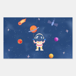 Space Party Collection Rechteckiger Aufkleber