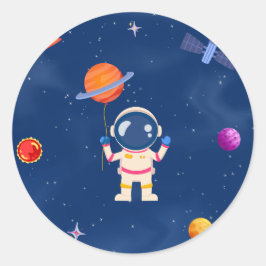 Space Party Collection Runder Aufkleber