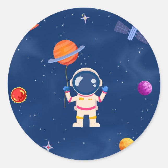 Space Party Collection Runder Aufkleber (Vorderseite)