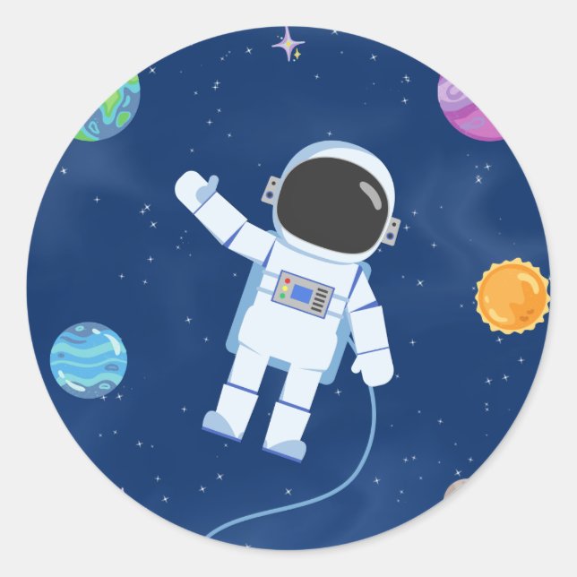 Space Party Collection Runder Aufkleber (Vorderseite)