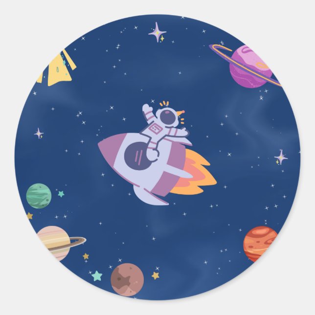 Space Party Collection Runder Aufkleber (Vorderseite)