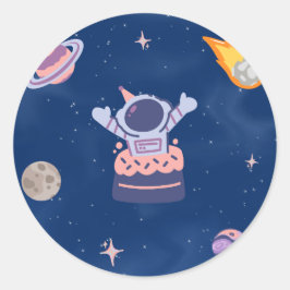Space Party Collection Runder Aufkleber