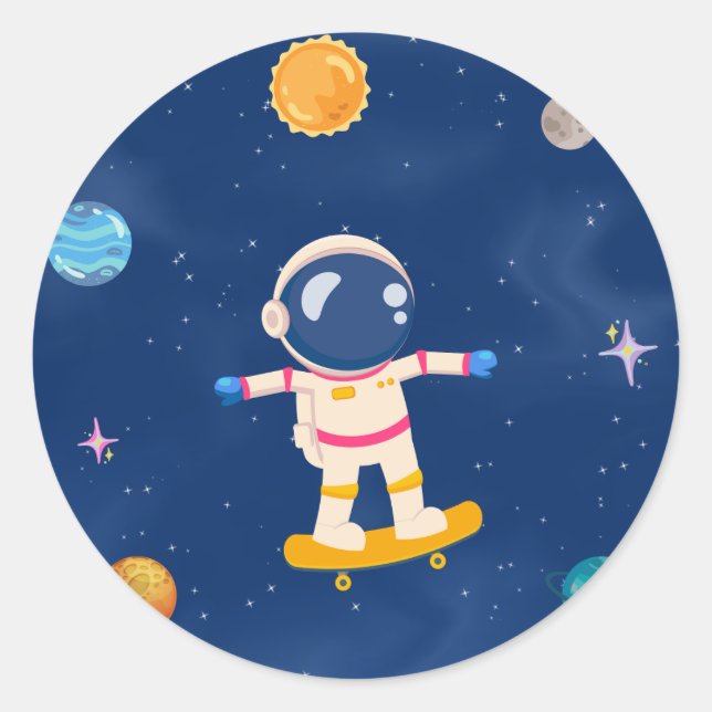 Space Party Collection Runder Aufkleber (Vorderseite)