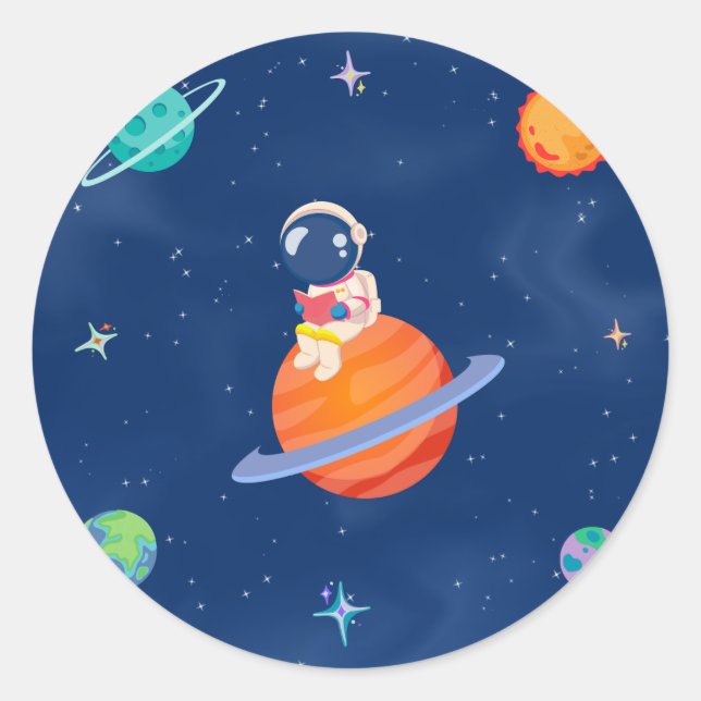 Space Party Collection Runder Aufkleber (Vorderseite)