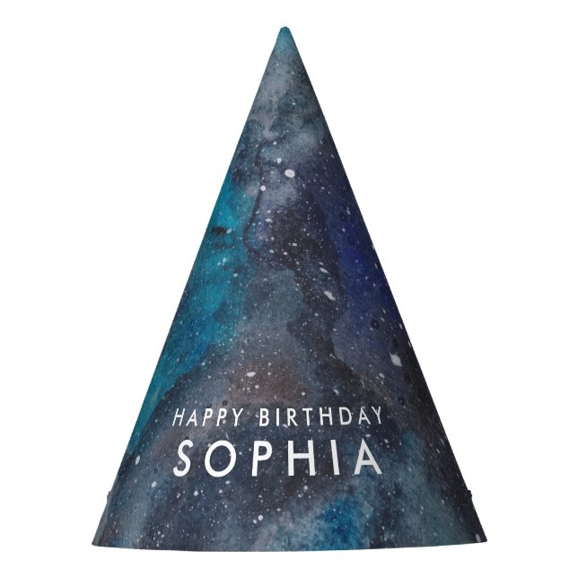 Space Party Hat Individuelle Name Galaxy Stars Partyhütchen (Vorderseite)
