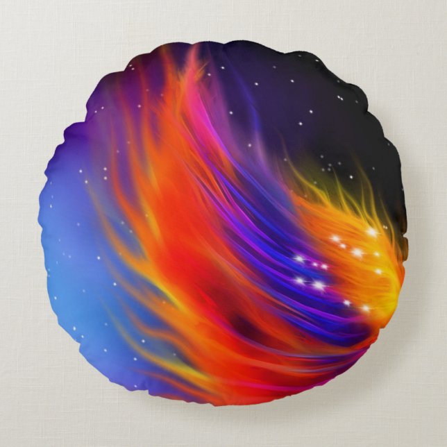 Space Phoenix Wings Rundes Kissen (Vorderseite)
