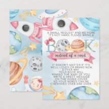Space Planet Pink Girl Book Request Card