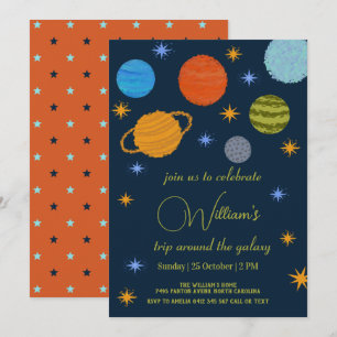 Space Planets Galaxy Stars Junge Dusche Einladung