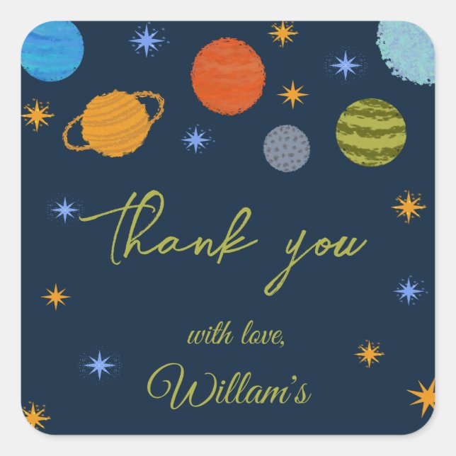 Space Planets Galaxy Stars Junge Dusche Quadratischer Aufkleber (Vorderseite)