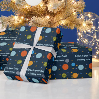 Space Planets Galaxy Stars Junge Duschgeschenk Geschenkpapier