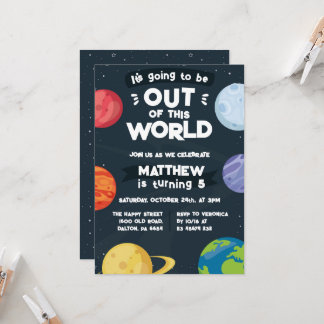 Space Planets Invitation for Birthday Party Galaxy Einladung