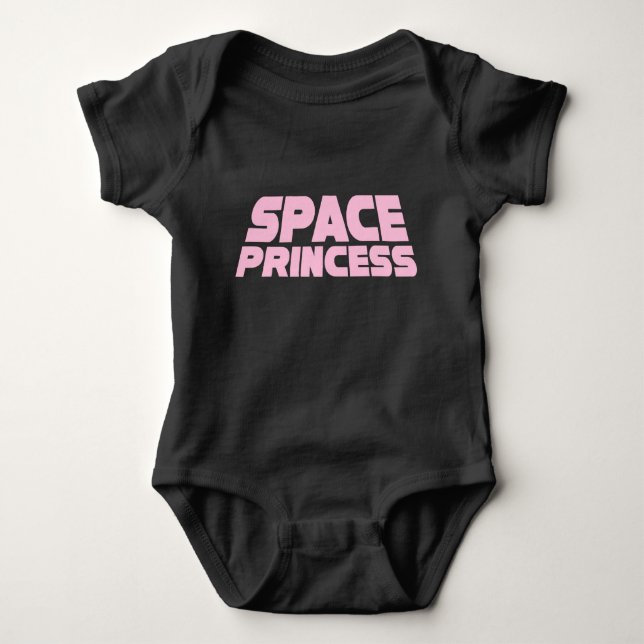 Space Princess - Baby Jersey Bodysuit (schwarz) Strampler (Vorderseite)