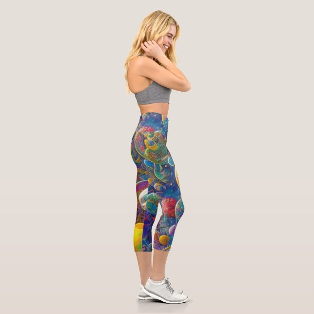 Space Race Hoch-Gürtelschnalle Capri Leggings (Rechts)