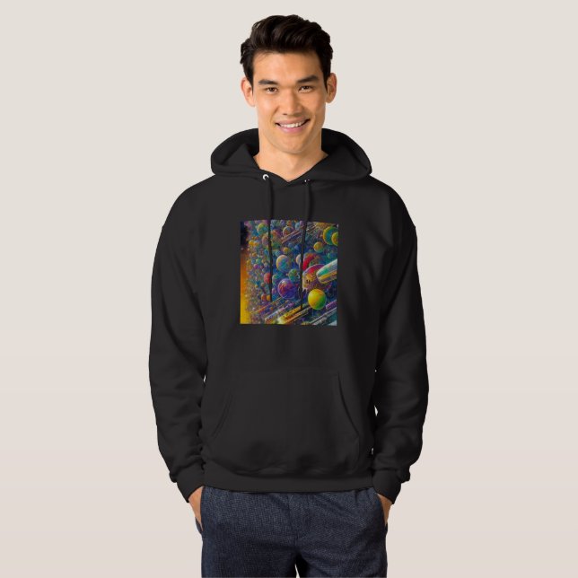 Space Race Männer schwarz gekleidetes Sweatshirt (Vorne ganz)