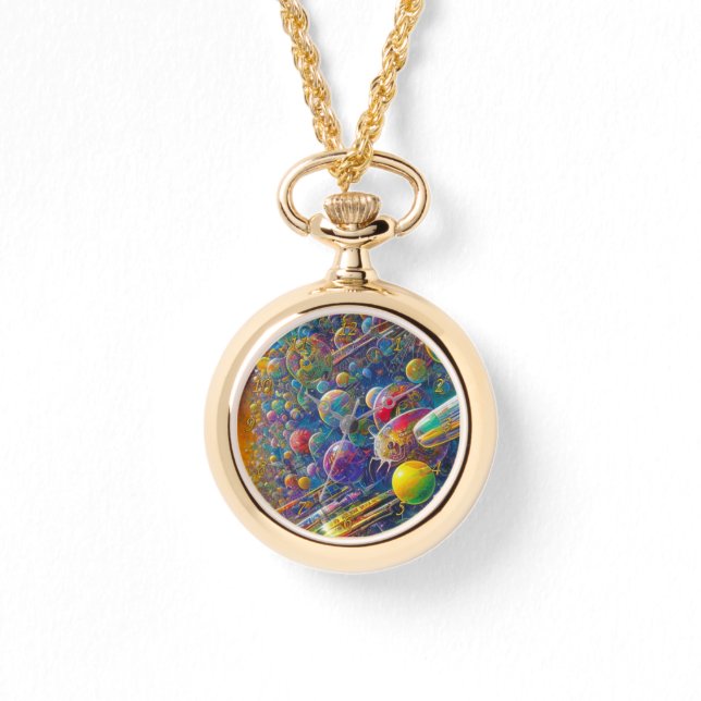 Space Race or collier montre avec numéros (Recto)